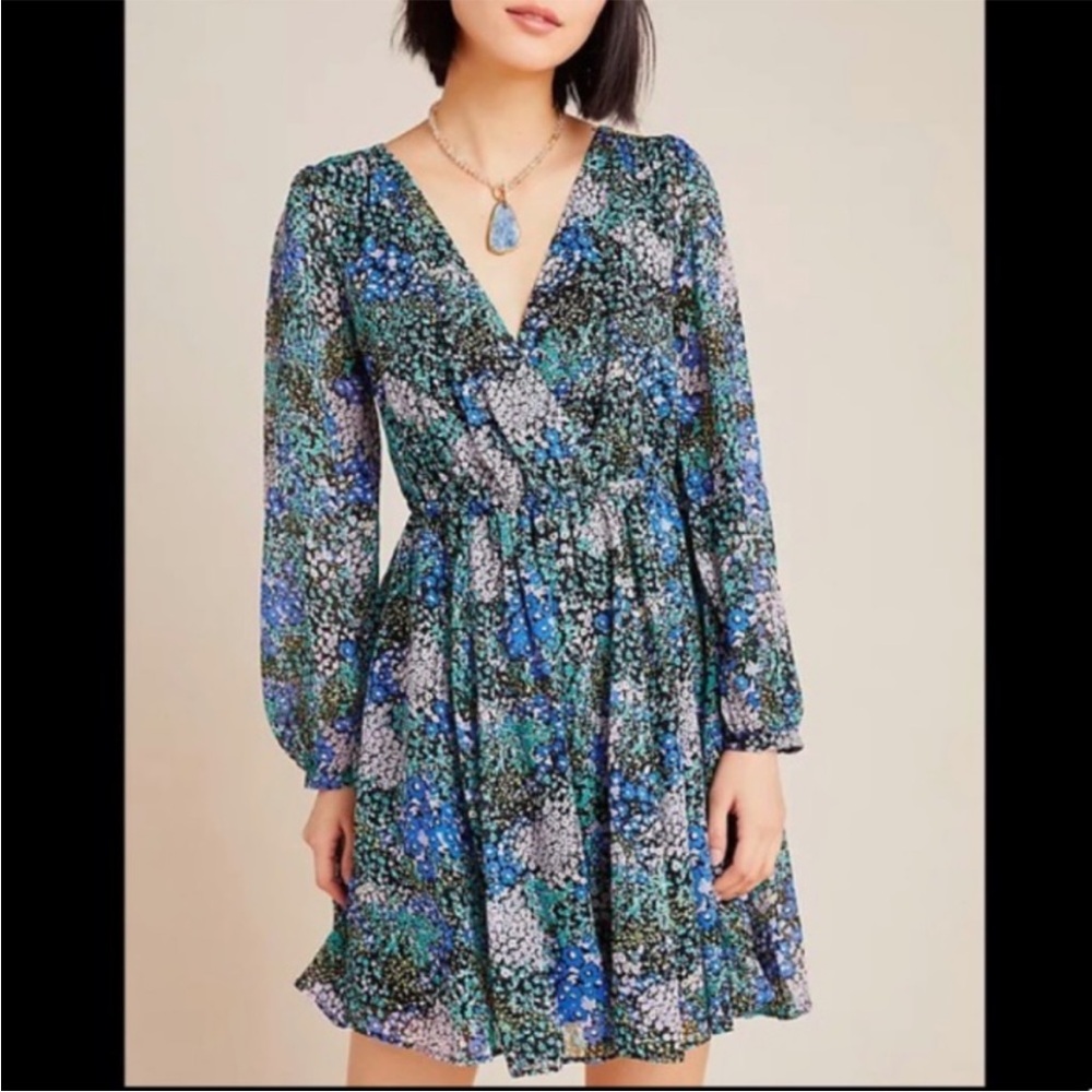 Anthropologie Maeve Floral Rap Dress Size Large
